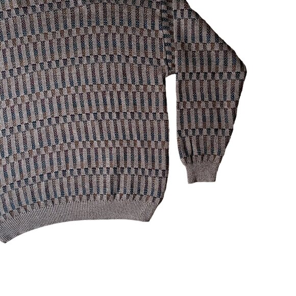 Vintage Eclectic Grandpa Sweater Men Brown Stripes Academia 80s Indie Grunge-XL - Picture 7 of 11